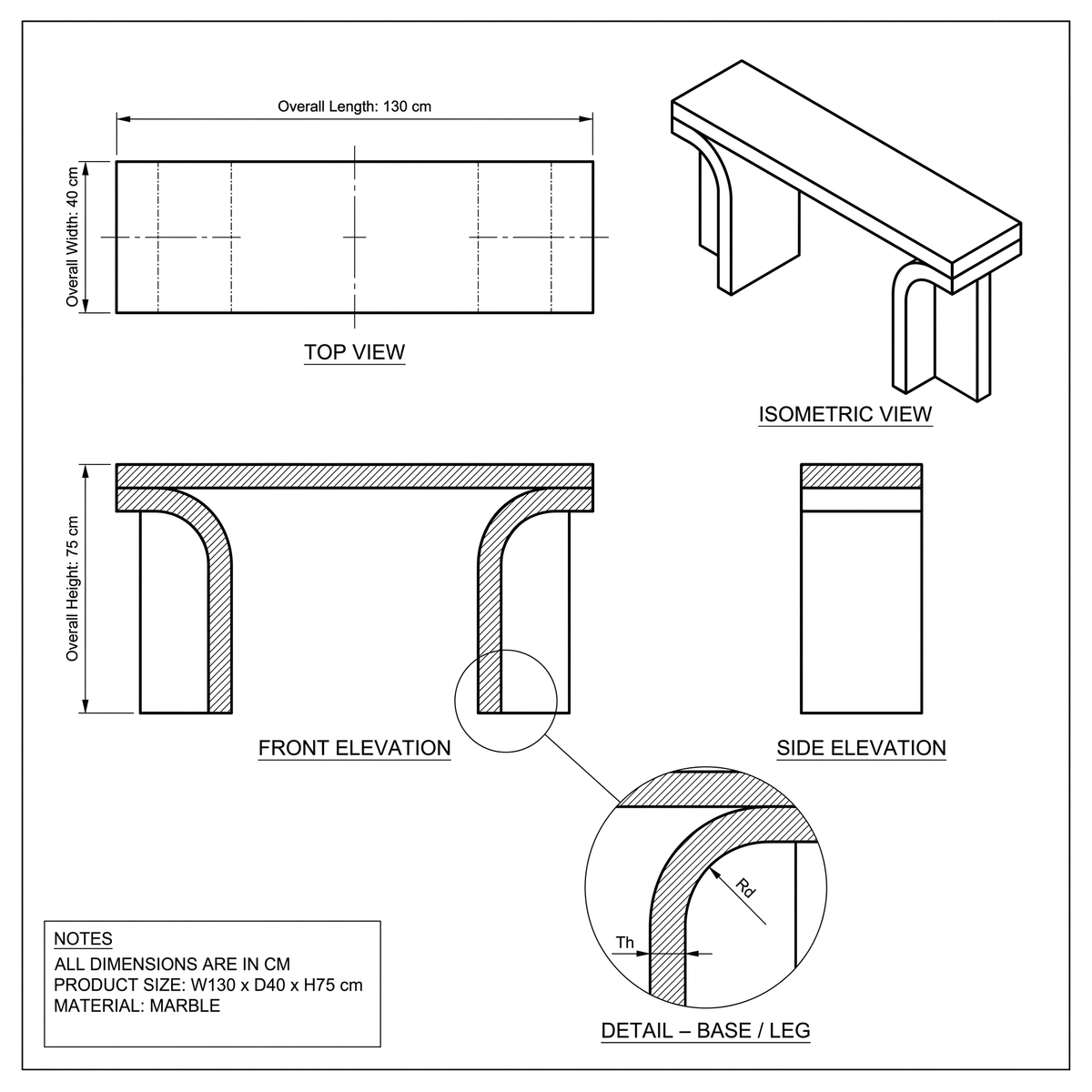 Arcus Marble Console Table