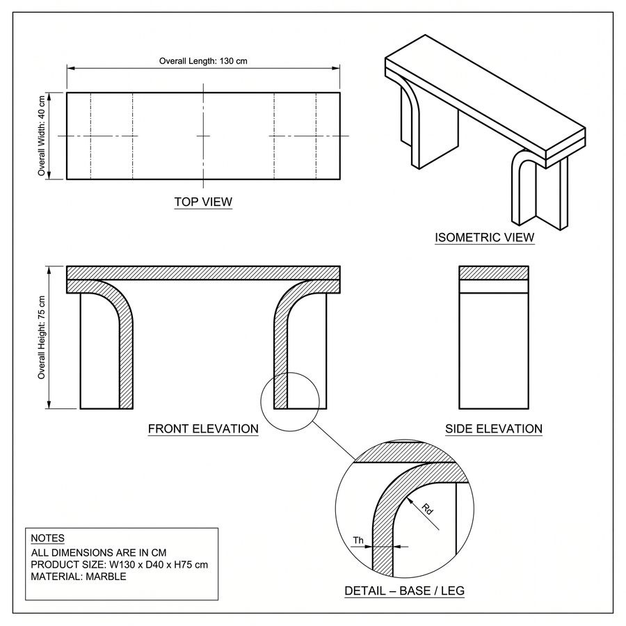 Arcus Marble Console Table