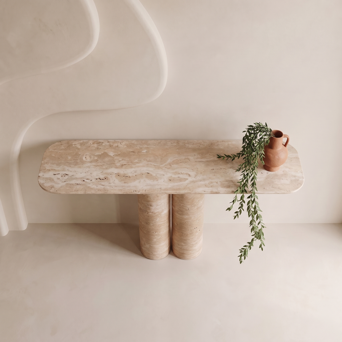 Twin Pillar Marble Console Table