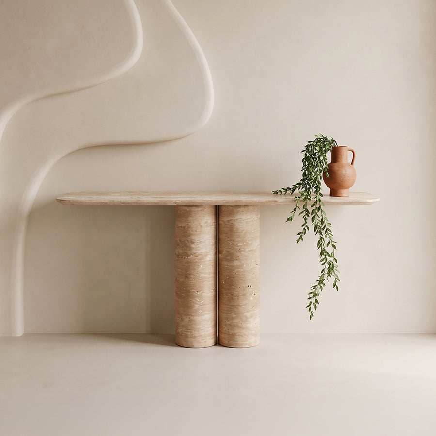 Twin Pillar Marble Console Table