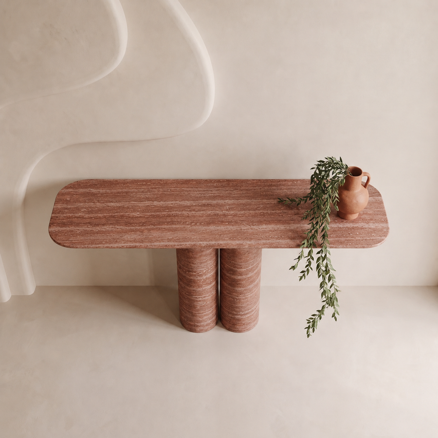 Twin Pillar Marble Console Table