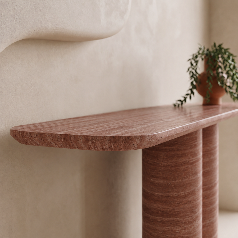 Twin Pillar Marble Console Table