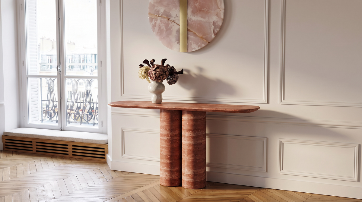 Twin Pillar Marble Console Table
