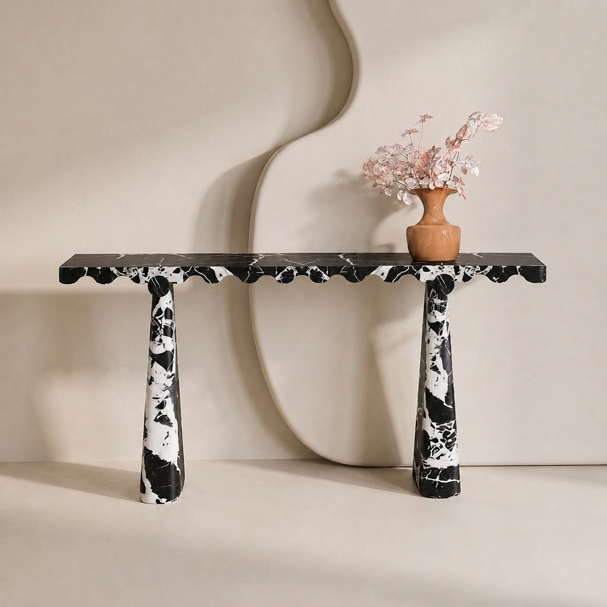 Scallop Edge Marble Console Table