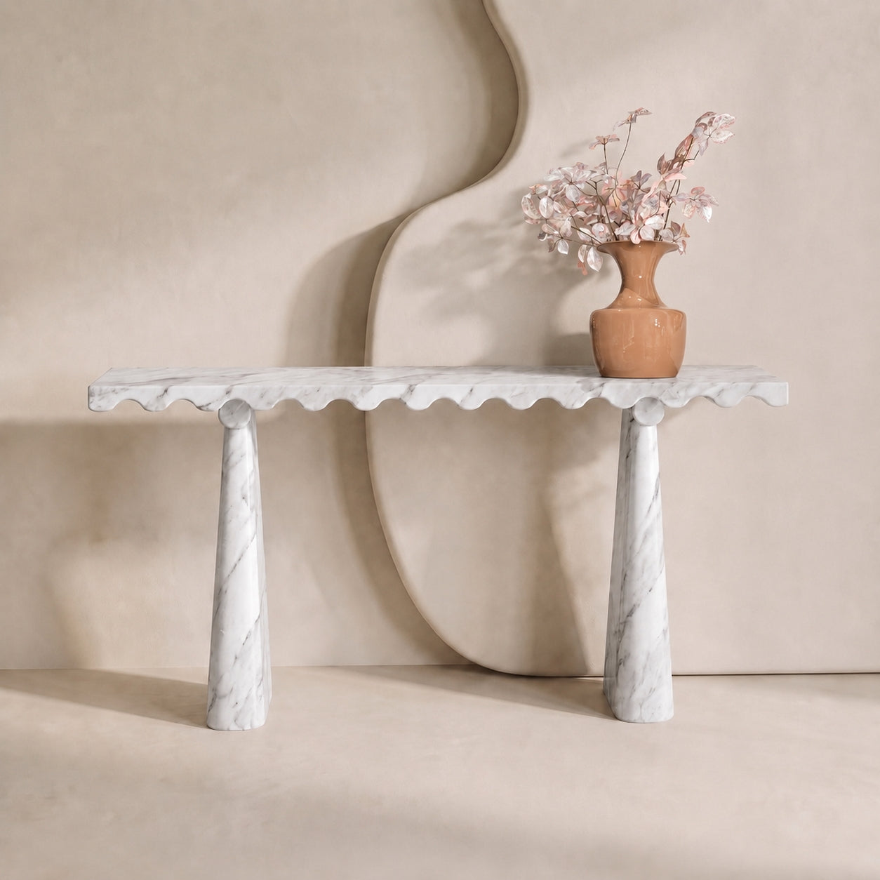 Scallop Edge Marble Console Table