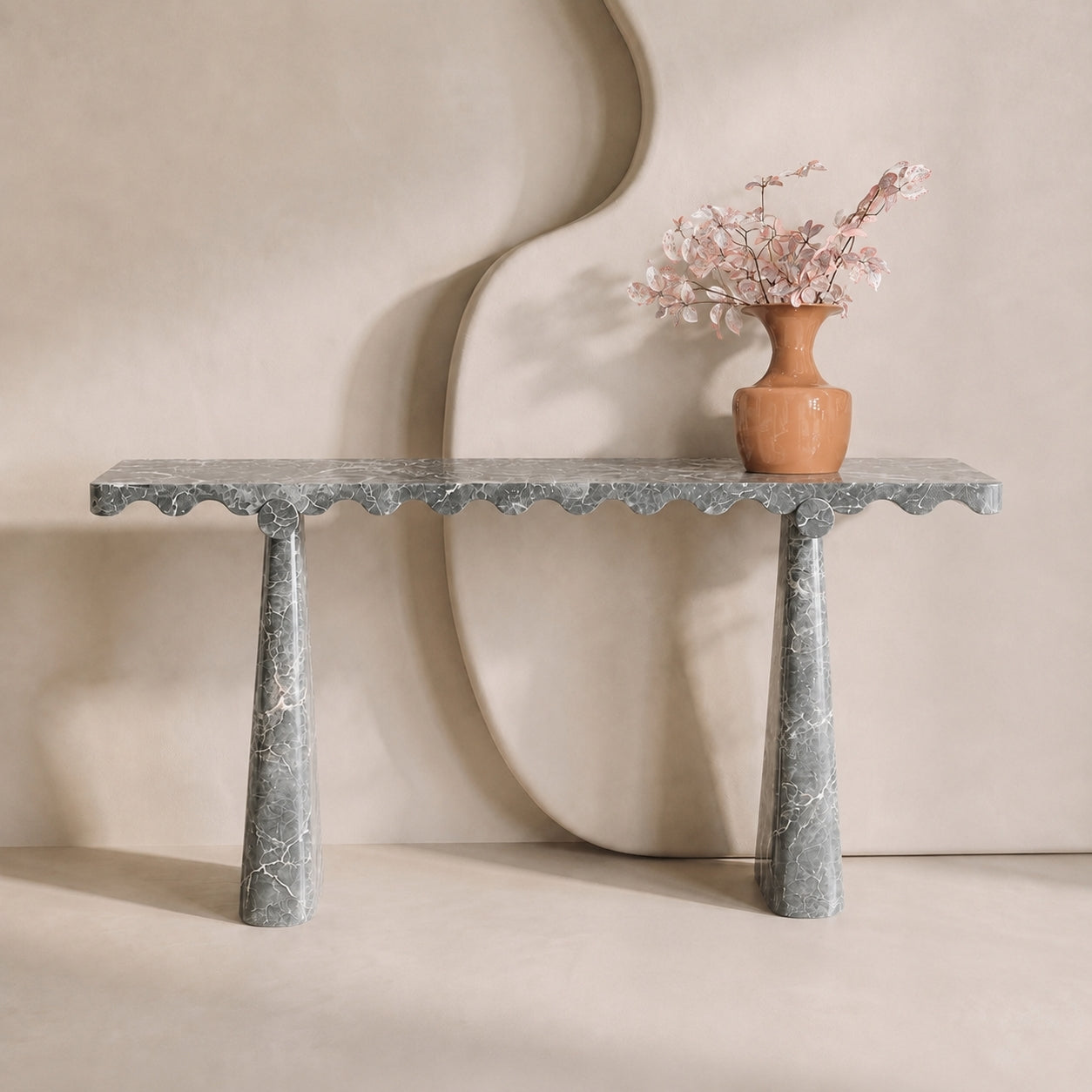 Scallop Edge Marble Console Table