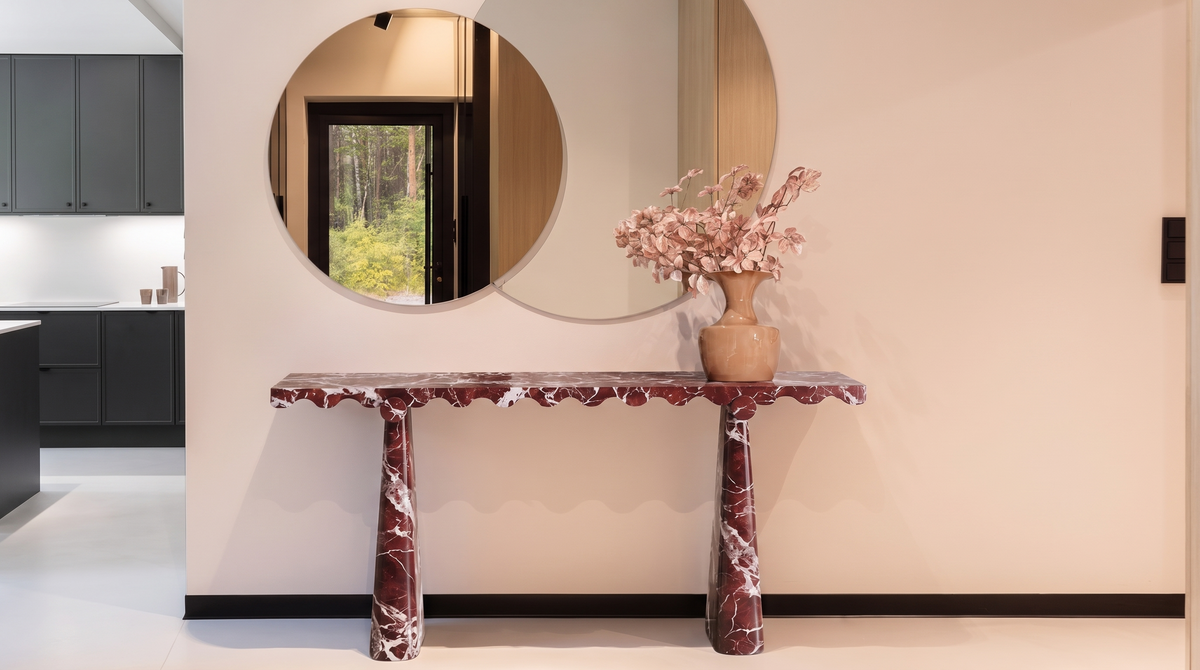 Scallop Edge Marble Console Table