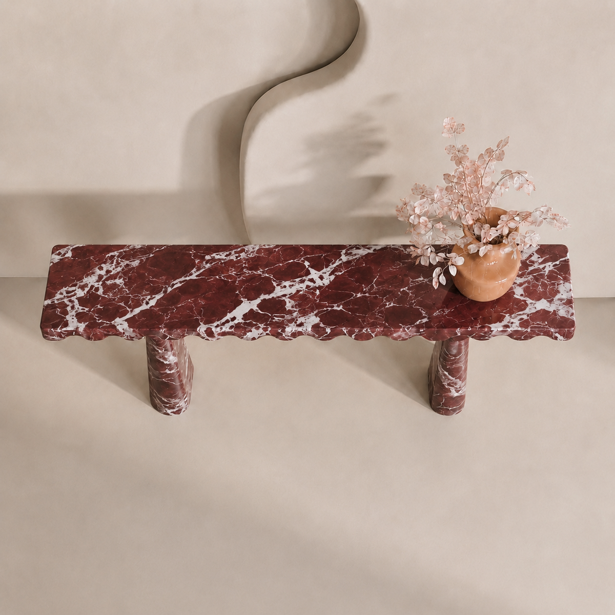 Scallop Edge Marble Console Table