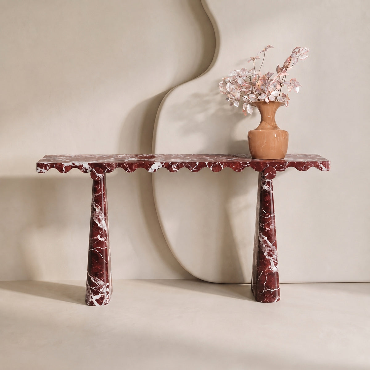 Scallop Edge Marble Console Table