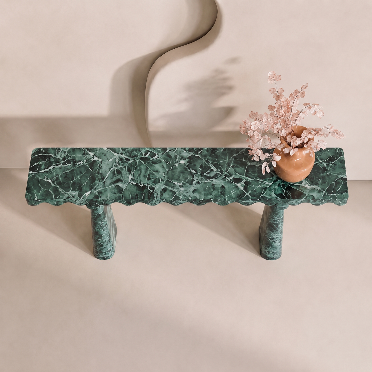 Scallop Edge Marble Console Table