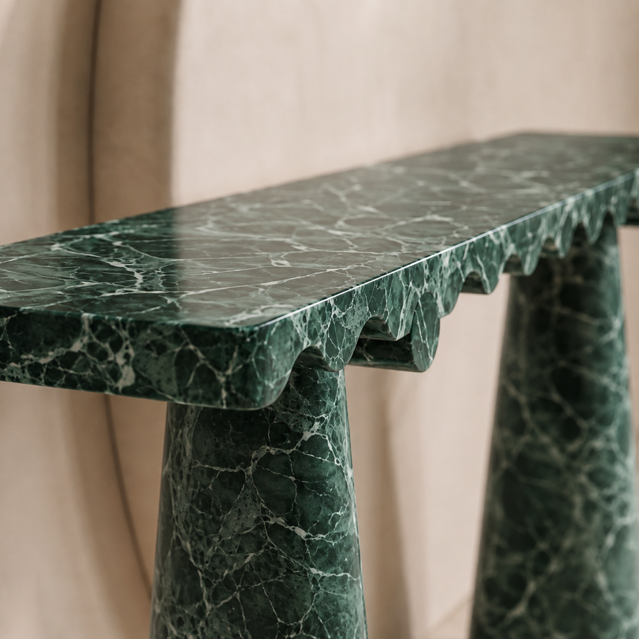 Scallop Edge Marble Console Table