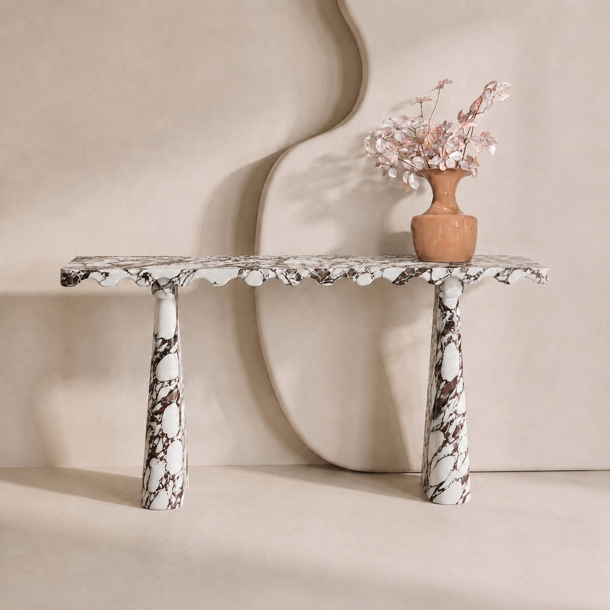 Scallop Edge Marble Console Table
