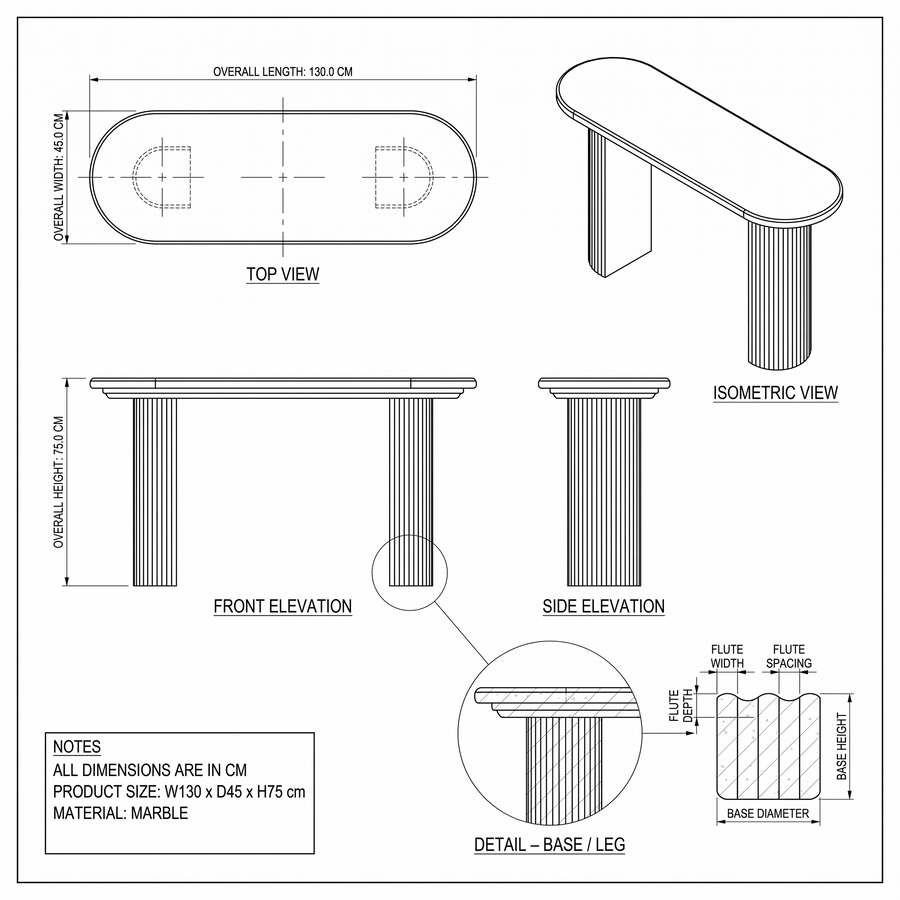 Colonna  Marble Console Table