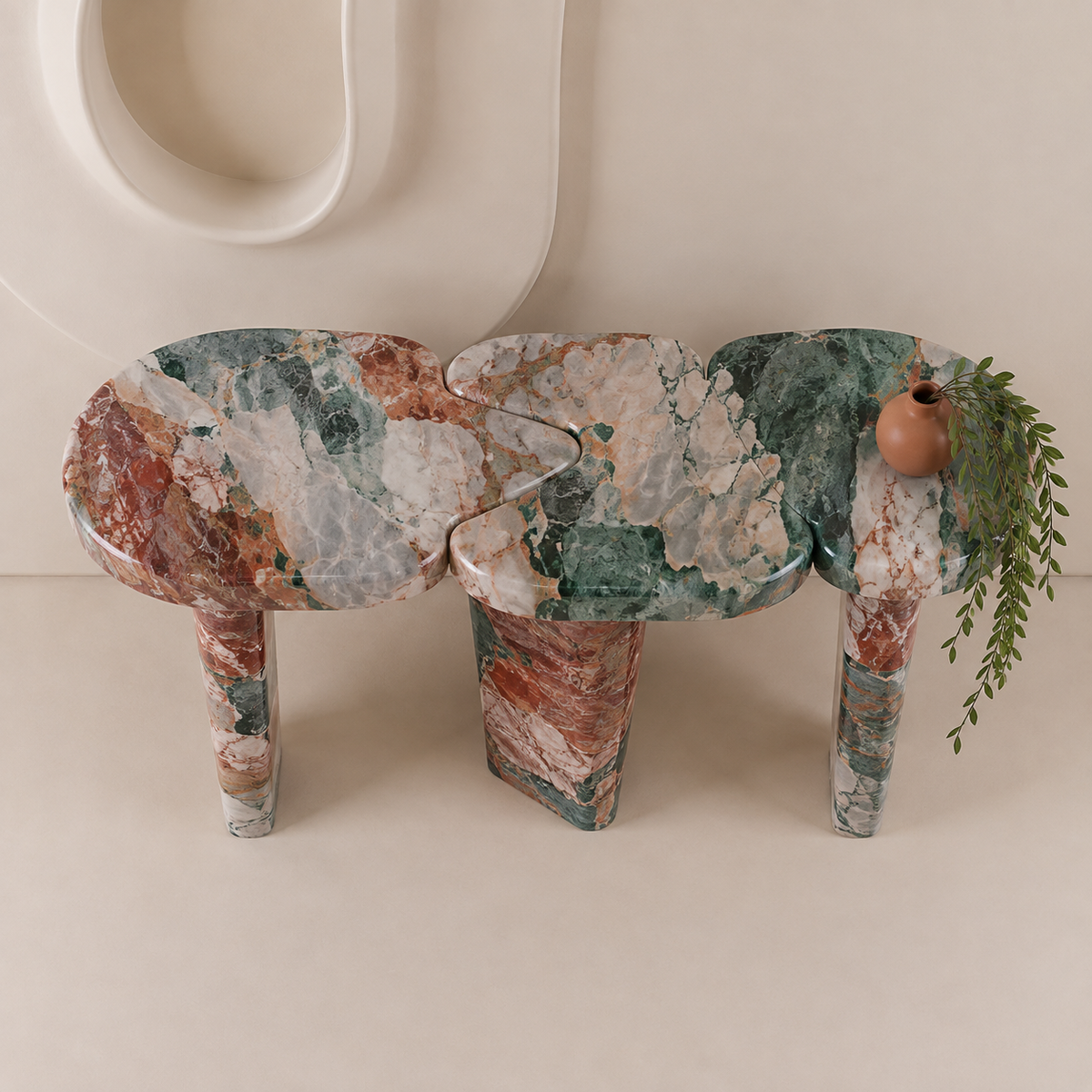 Trio Marble Console Table