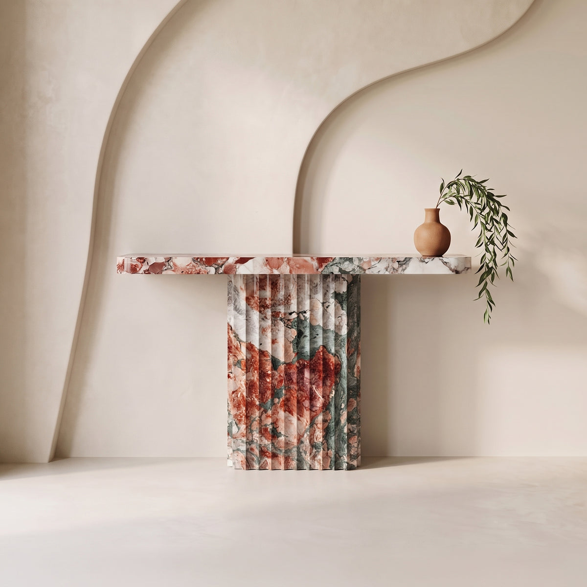 Ribbed Marble Console Table
