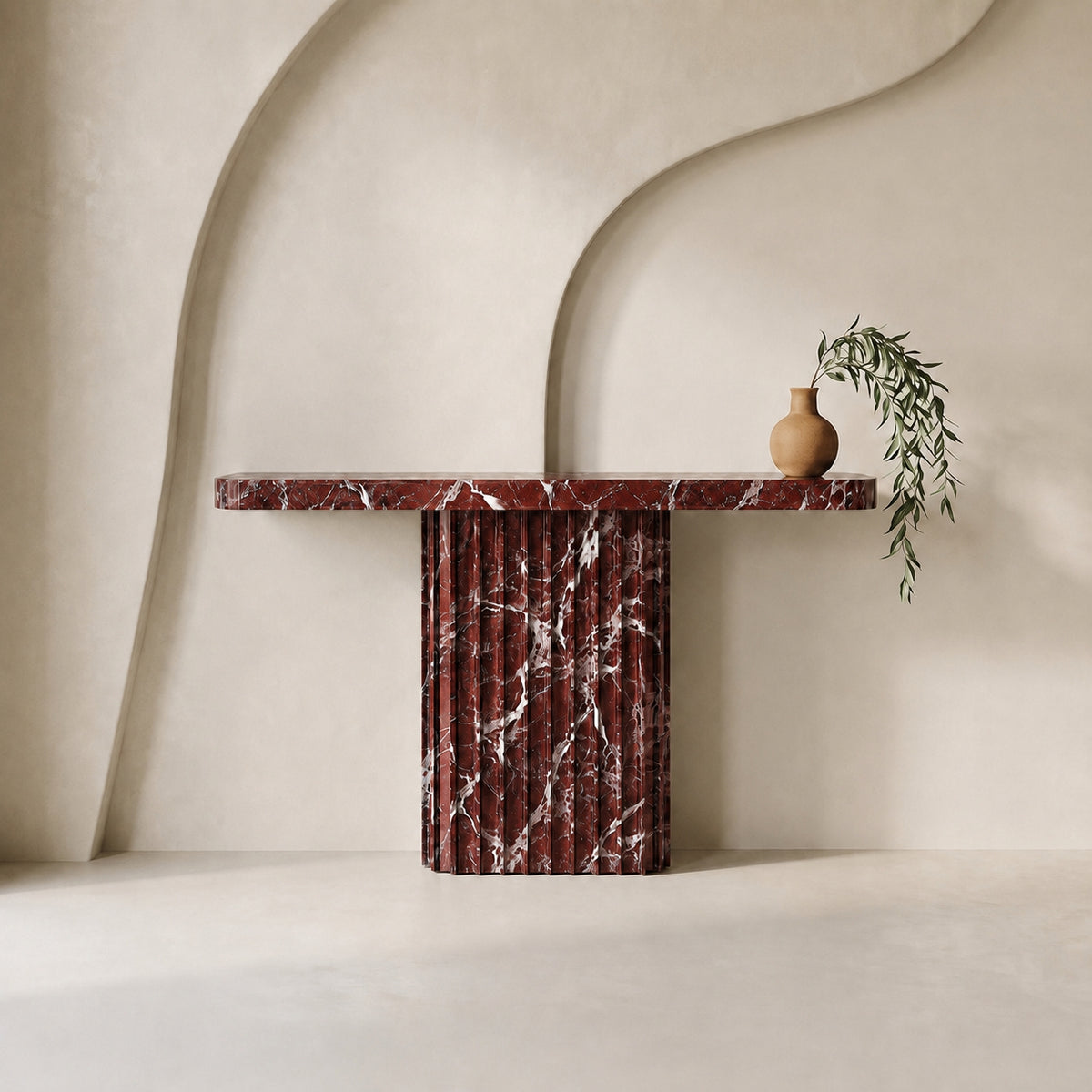 Ribbed Marble Console Table