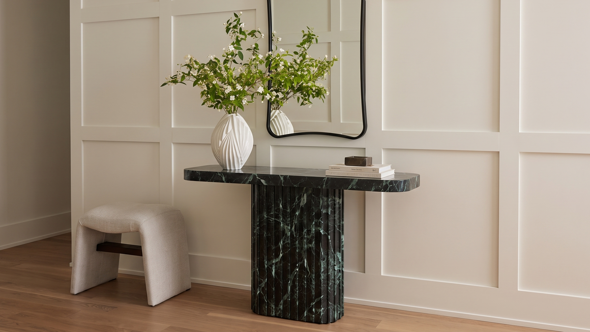 Ribbed Marble Console Table