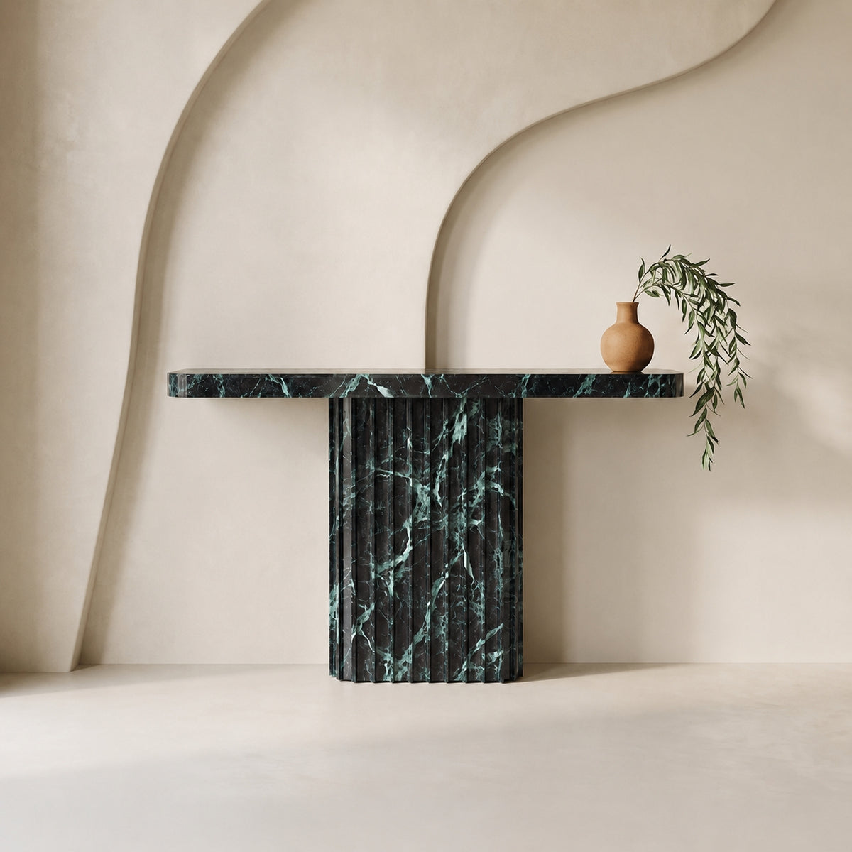 Ribbed Marble Console Table