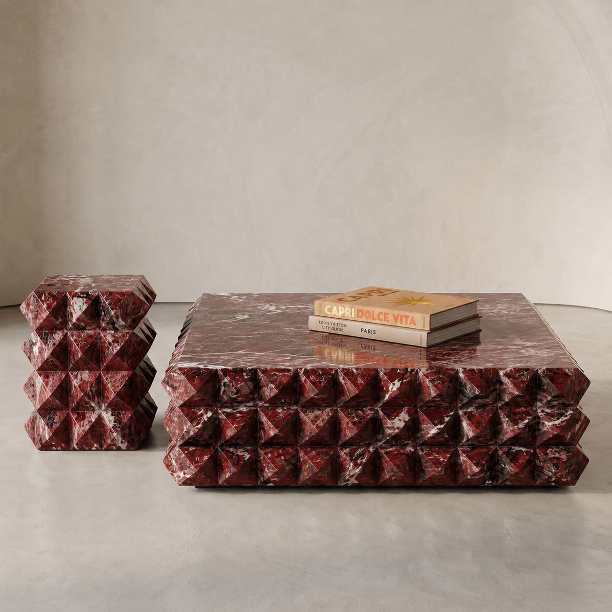 Pietra Facet Marble Coffee Table