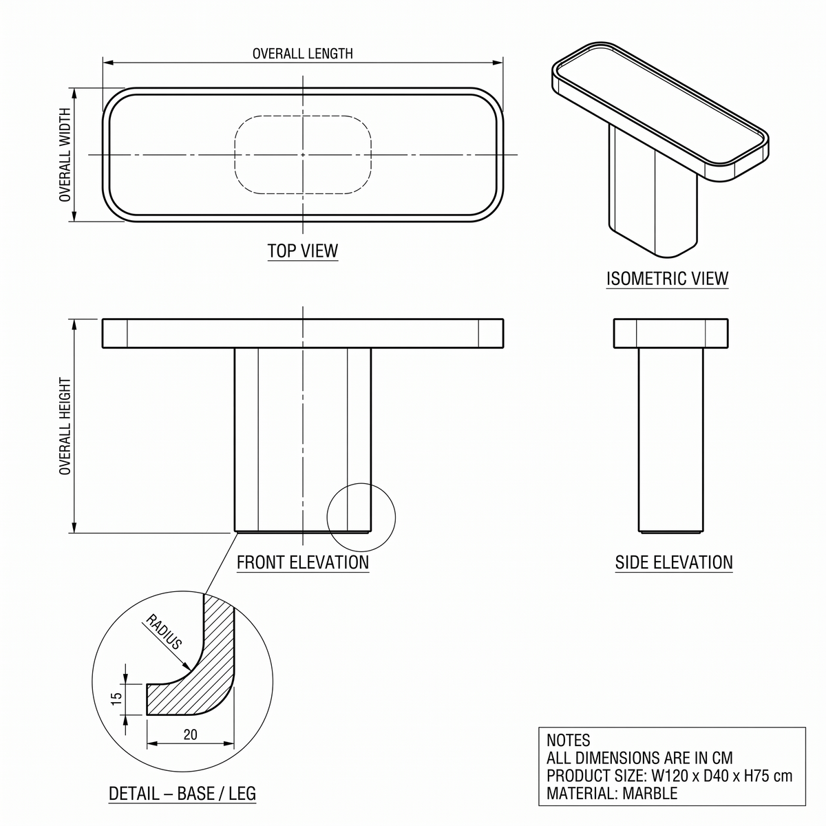 Luna Marble Console Table