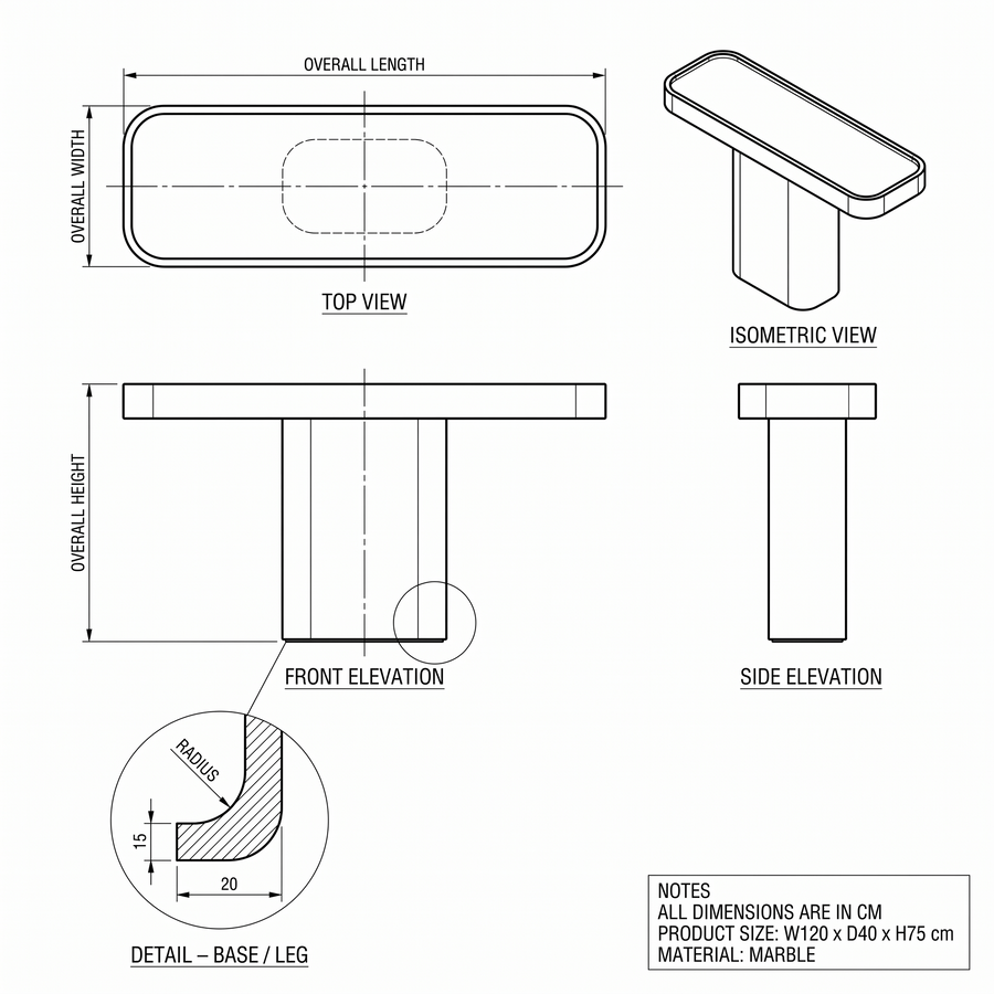 Luna Marble Console Table