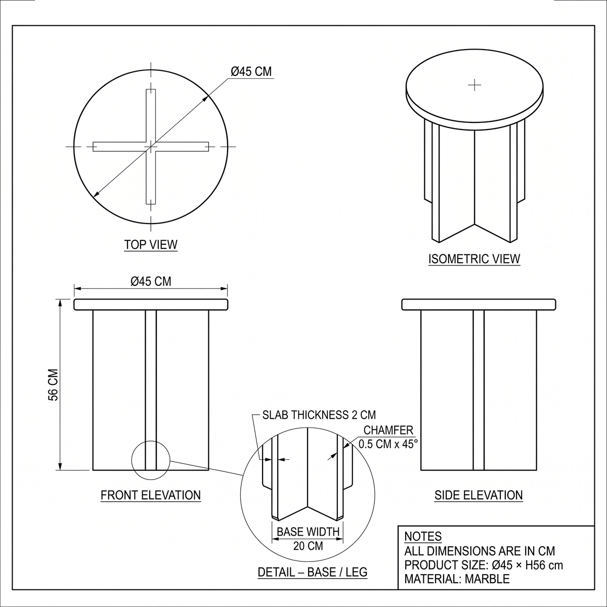 Mesa auxiliar de mármol Monolith