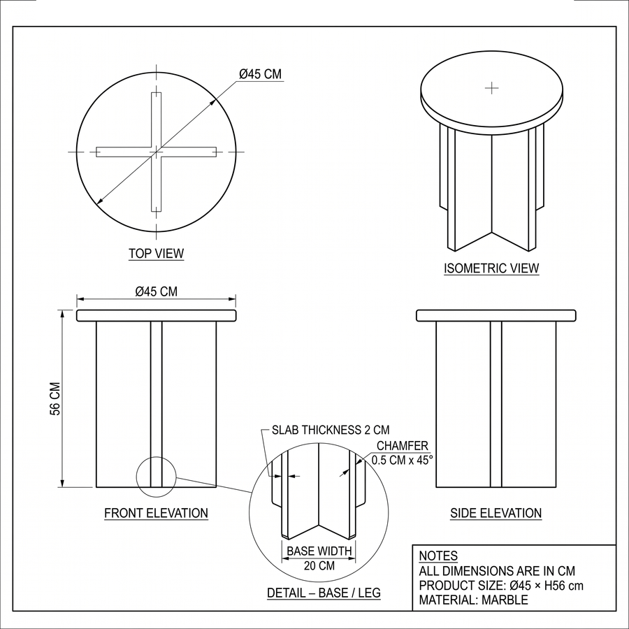 Mesa auxiliar de mármol Monolith