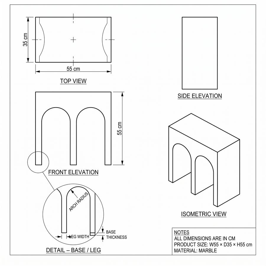Mesa auxiliar de mármol Portico