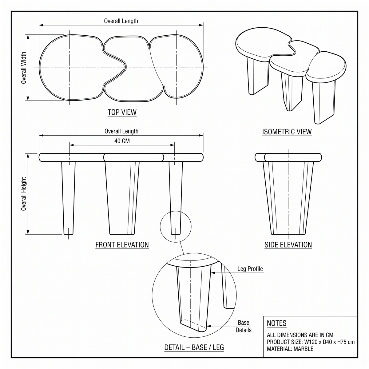 Trio Marble Console Table