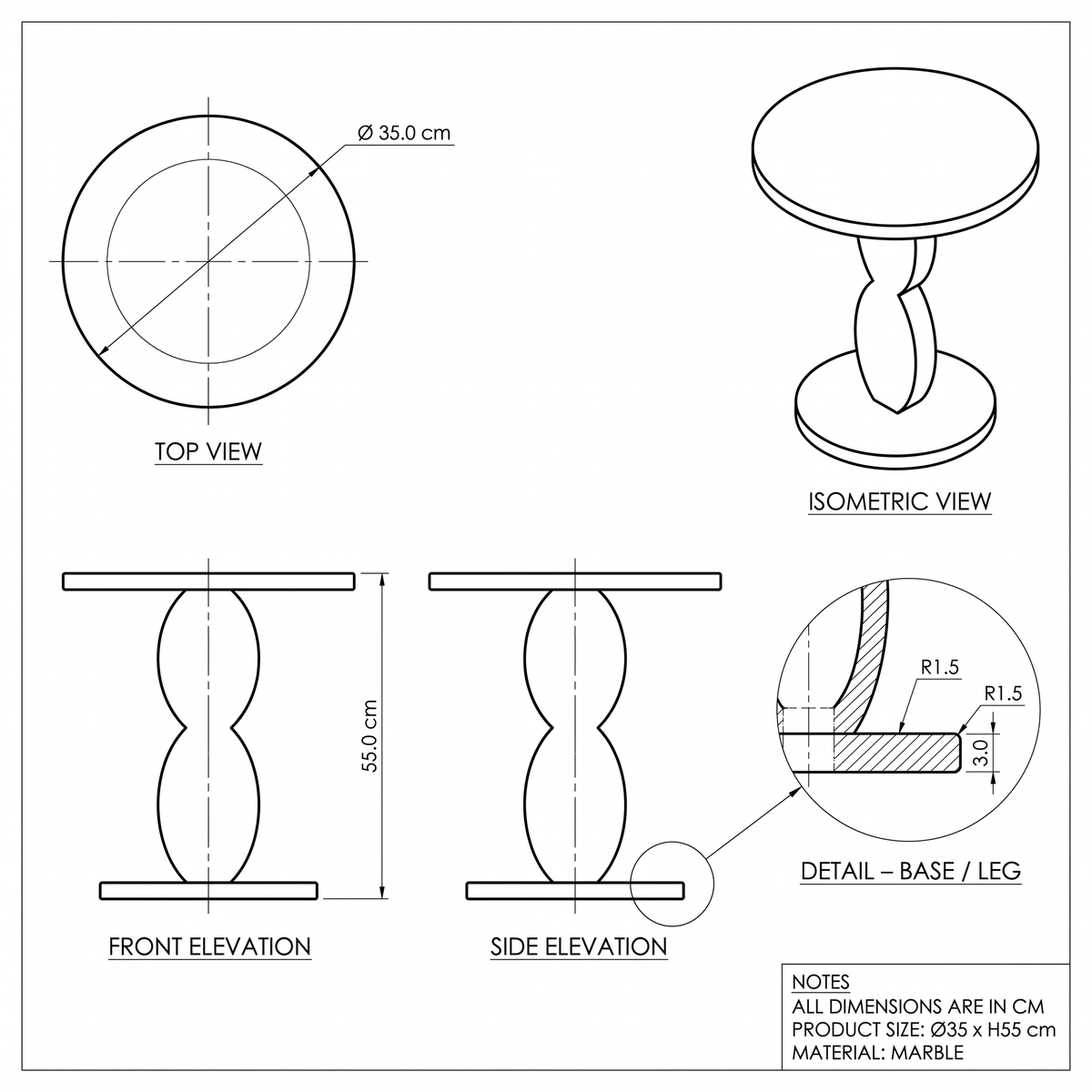 Vesper Marble Side Table
