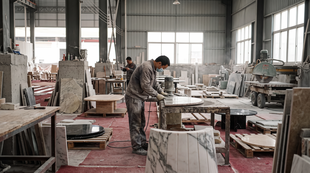 Stoneage Interiors marble furniture manufacturing facility in China