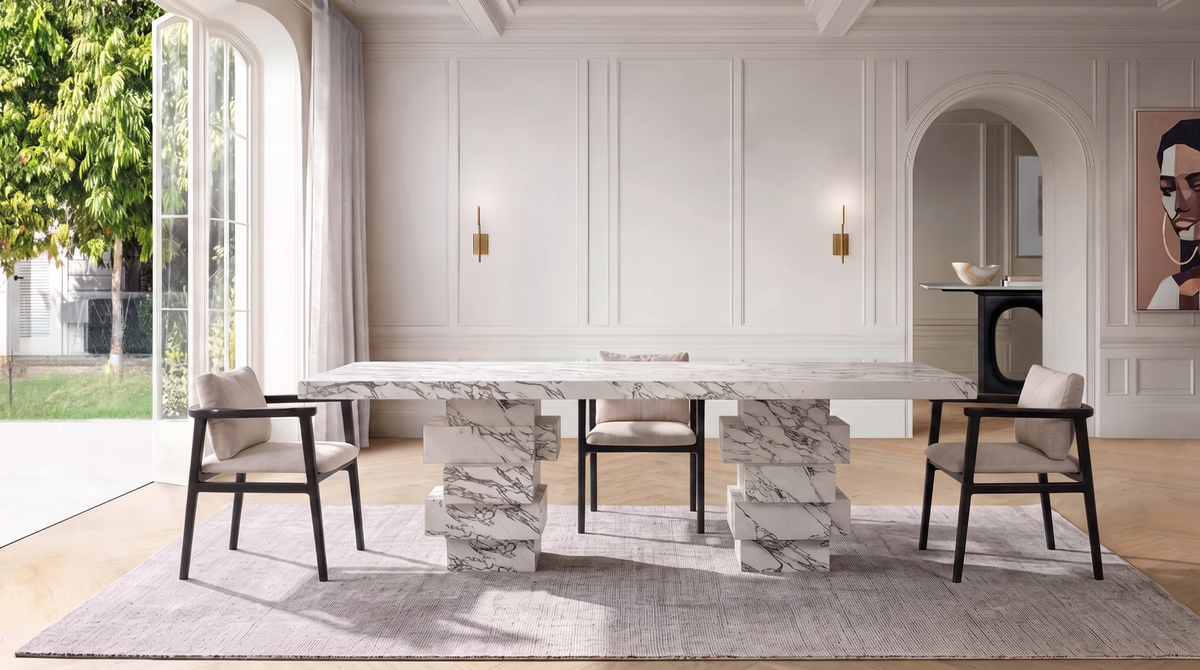 Mesa de comedor de mármol Strata
