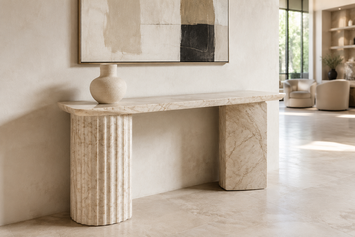 Natural marble console tables for furniture retailers